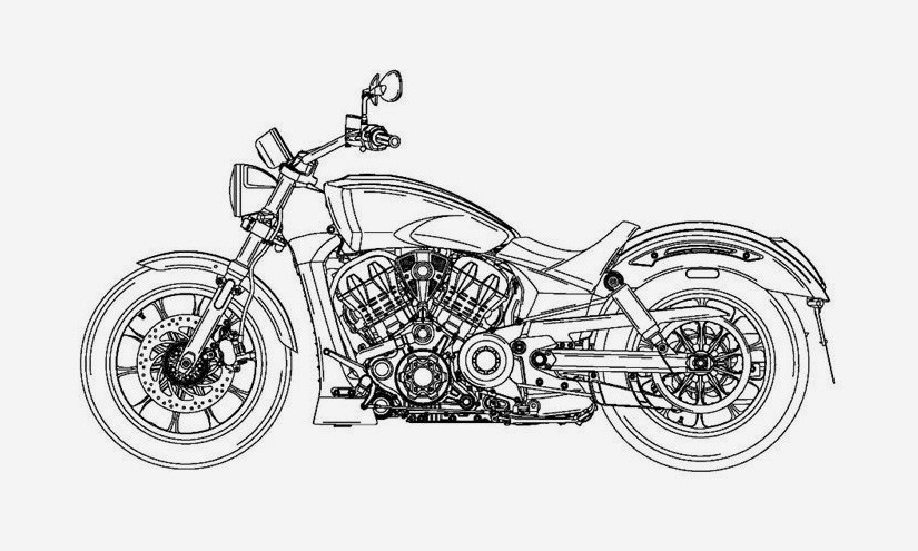 Polaris зареєстрували дизайн мотоцикла з двигуном рідинного охолодження